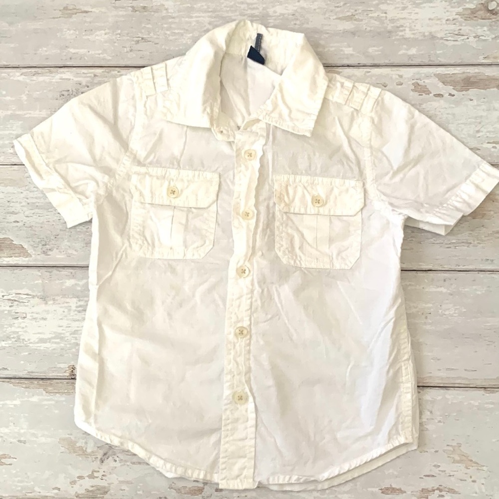BabyGap 4T Boys White Button Up Shirt Short Sleeves Kids Toddler Size 4 Gap